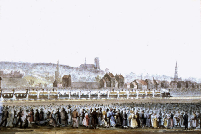 Inhuldiging van de spoorweg Mechelen-Brussel, Groendreef, 1835 © Museum van de Stad Brussel