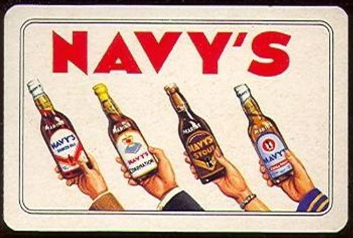 Carte à jouer figurant l’assortiment des bières Navy’s © Collection privée