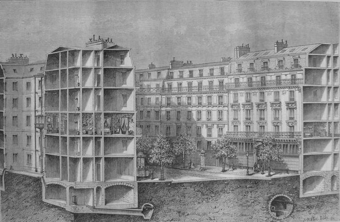 Doorsnede van een Parijse boulevard, 1898 © Privé collectie